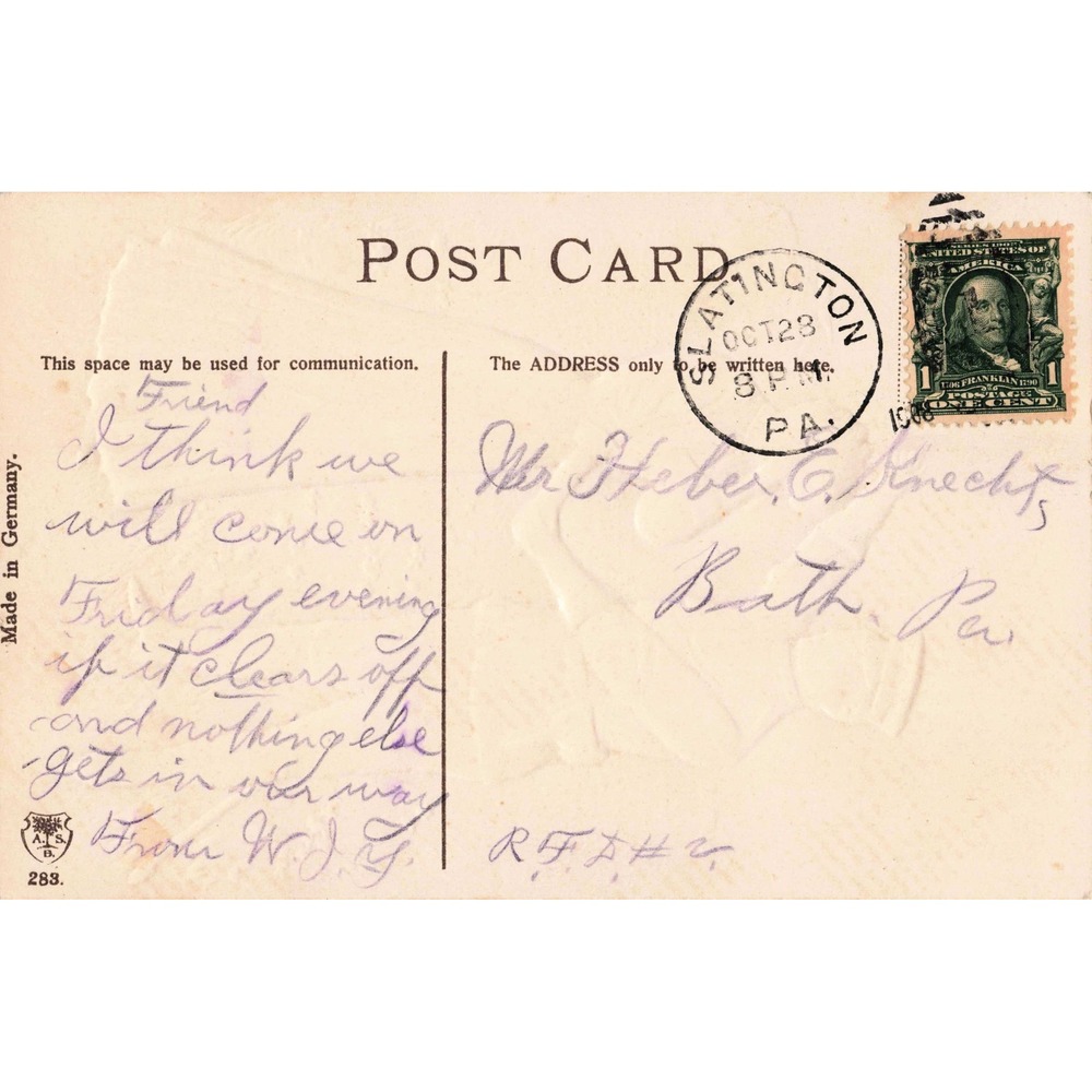1908 Patriotic Postcard US Soldier Farewell Sweetheart American Flag Embossed - Picture 2 of 2
